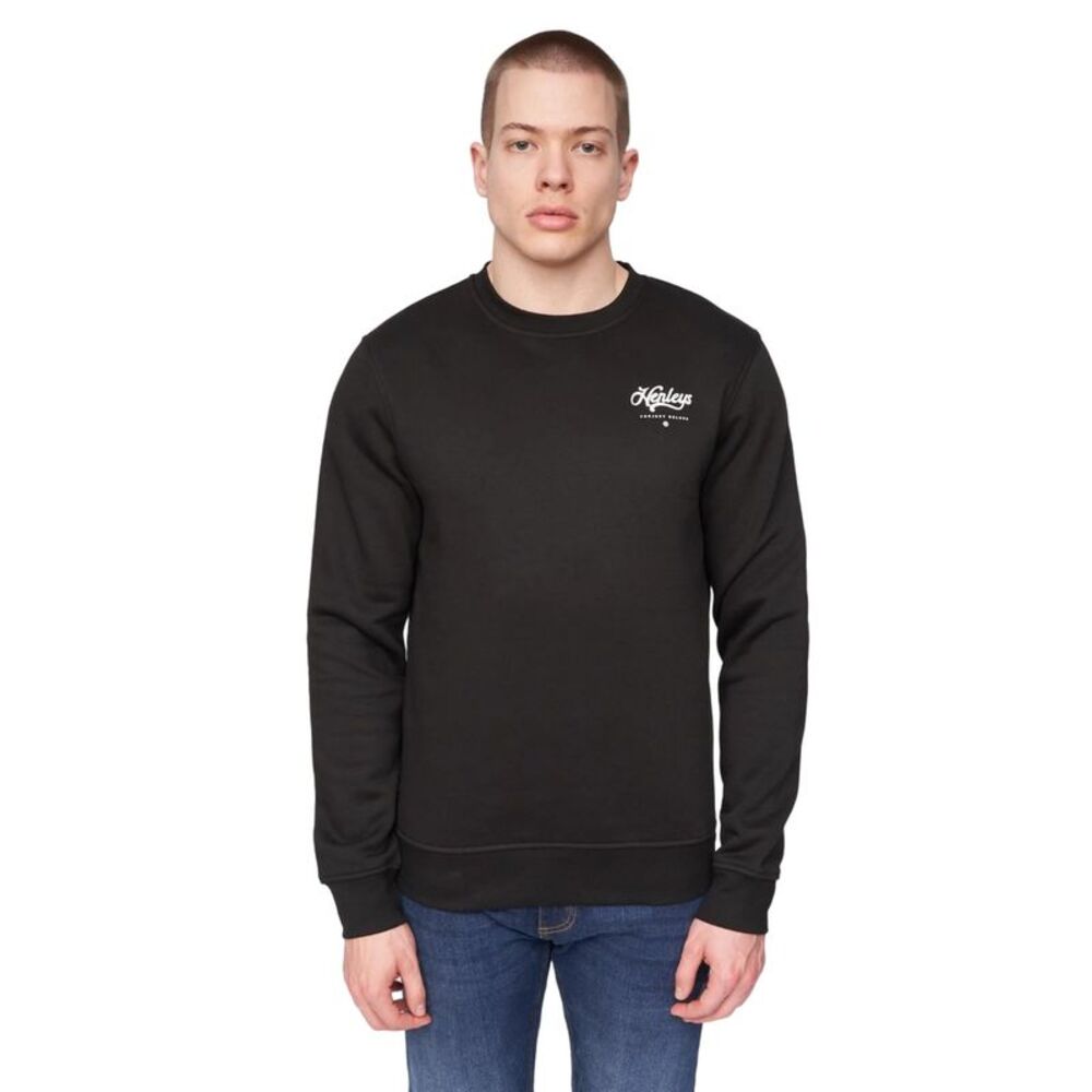 Henleys Mens Scripthen Crew Neck Sweatshirt / Black